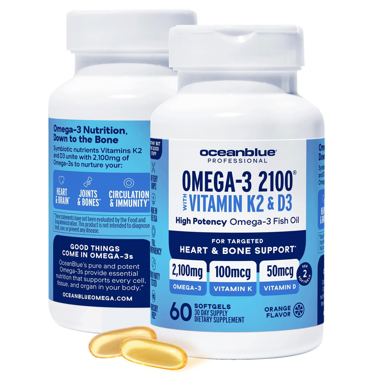 Oceanblue Omega-3 2100 gélules orange en boîte