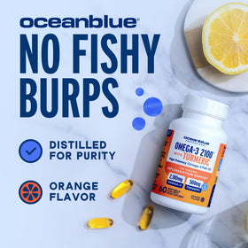 Oceanblue Omega-3 2100 gélules sur fond blanc