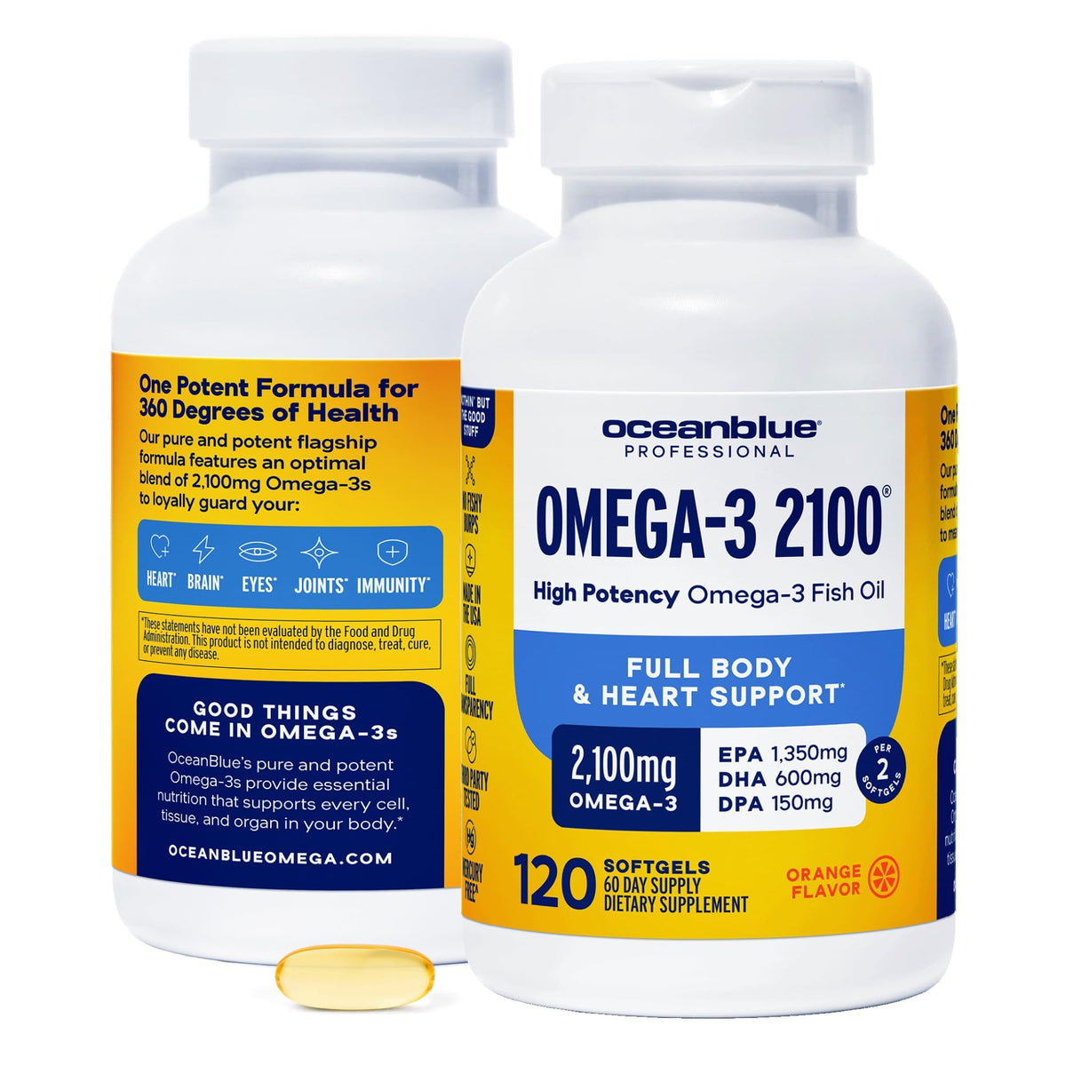 Oceanblue Omega-3 2100 pack de 2 gélules softgels orange