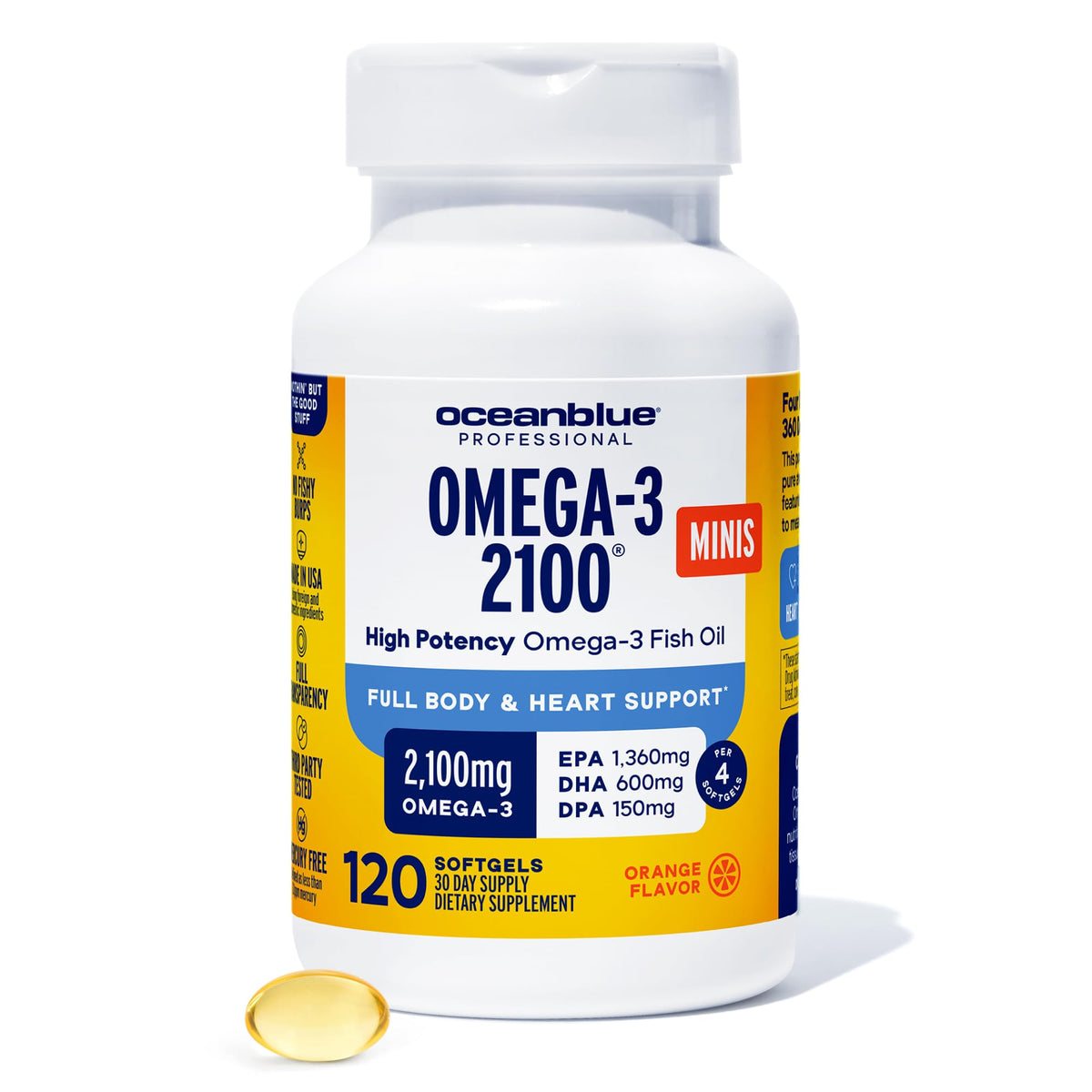 Oceanblue Omega-3 Mini Softgels 2100mg front view