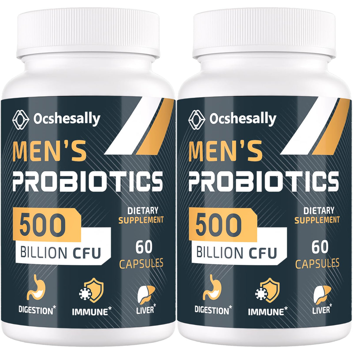 Ocshesally Probiotiques pour Hommes 500 Milliards CFU 120 Capsules - vue de face