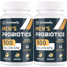 Ocshesally Probiotiques pour Hommes 500 Milliards CFU 120 Capsules - vue de face