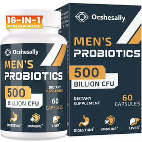 Ocshesally Probiotiques pour Hommes 500 Milliards CFU 60 Capsules vue avant