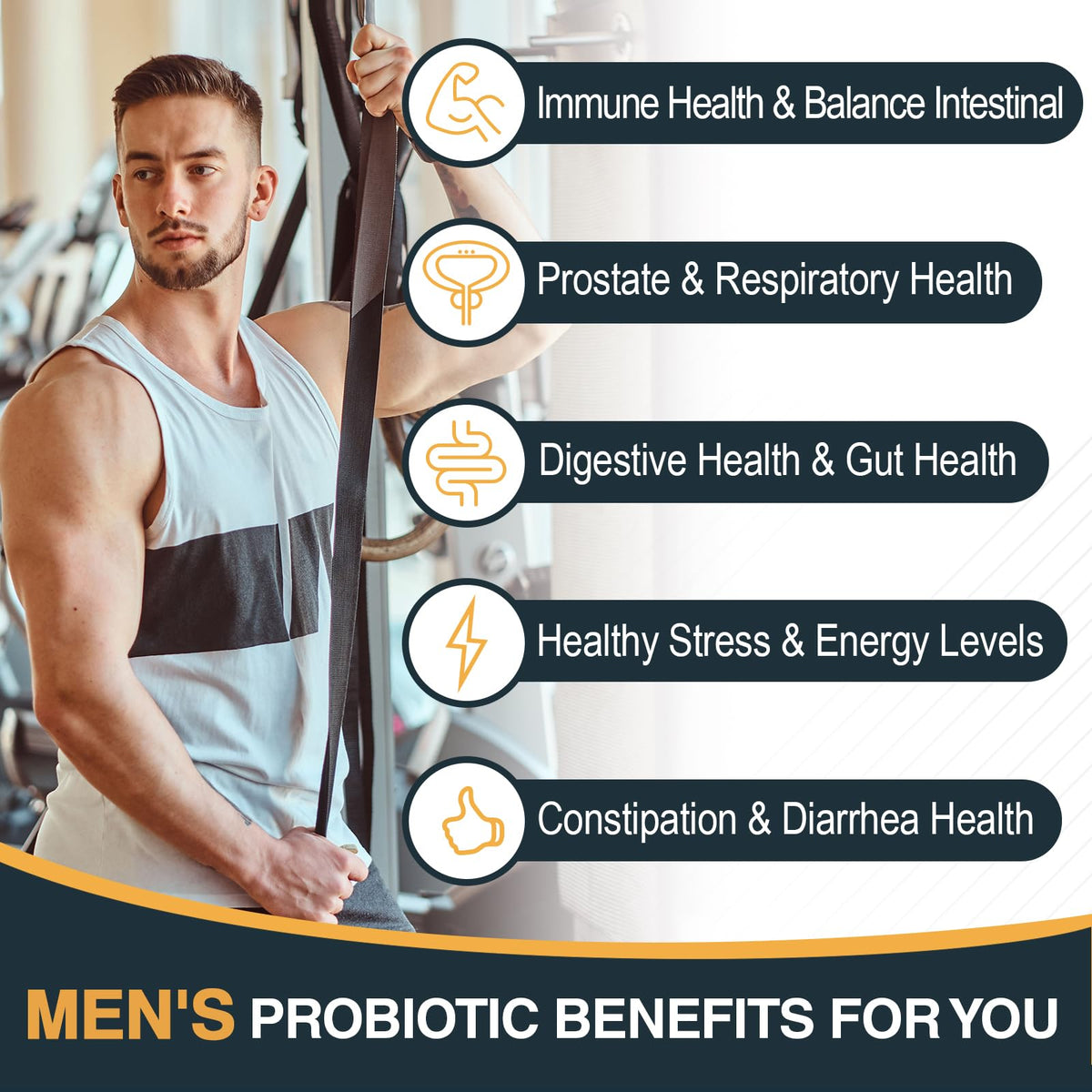 Ocshesally Probiotiques pour Hommes 60 Capsules avec étiquette claire