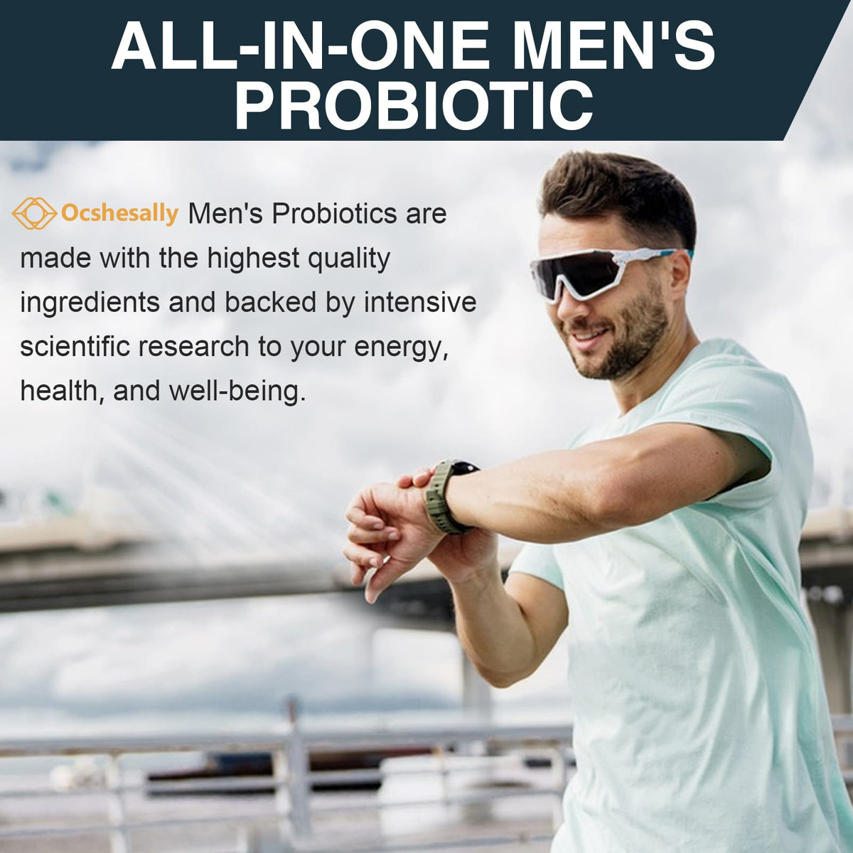 Ocshesally Probiotiques pour Hommes 60 Capsules dans une main
