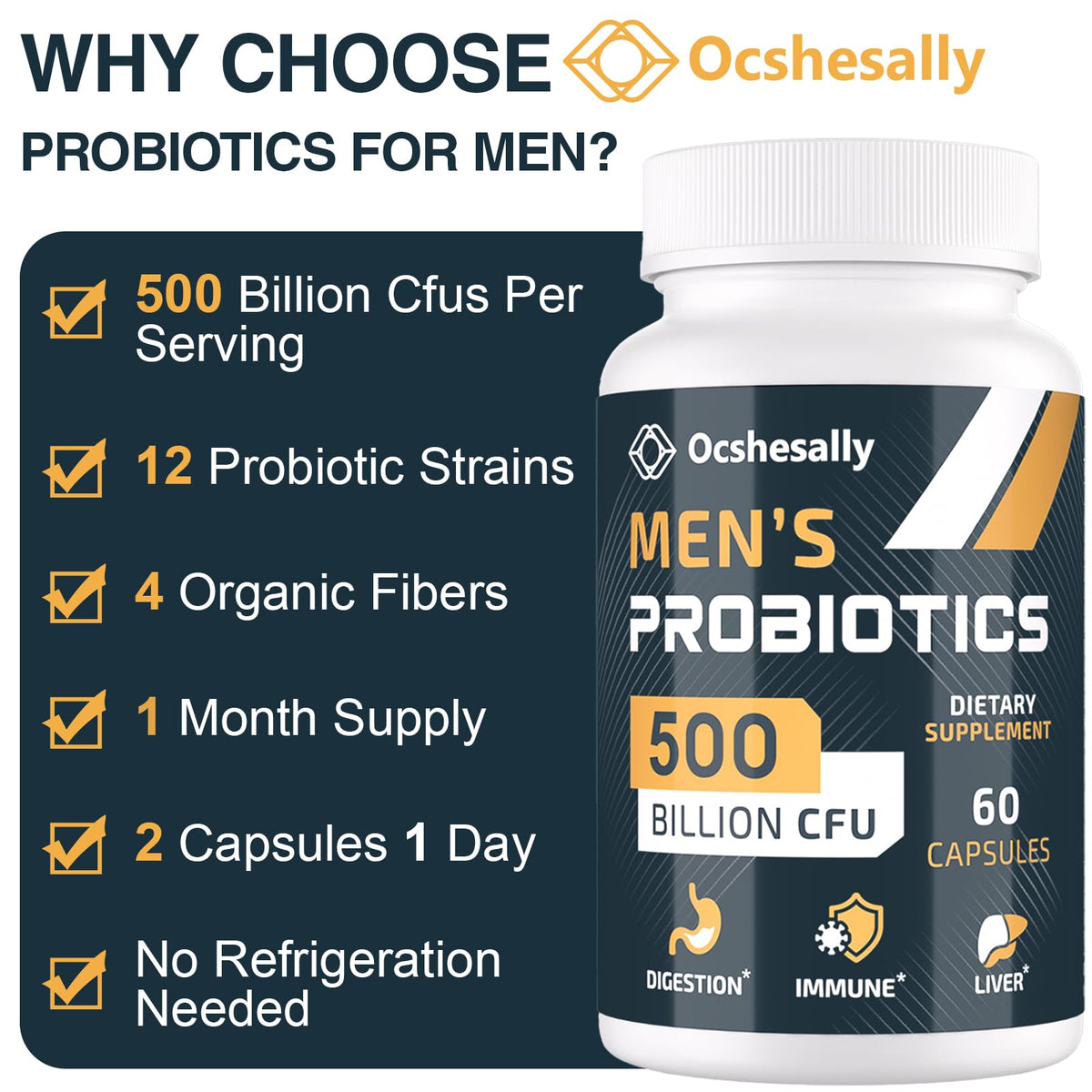 Ocshesally Probiotiques pour Hommes ingrédients principaux
