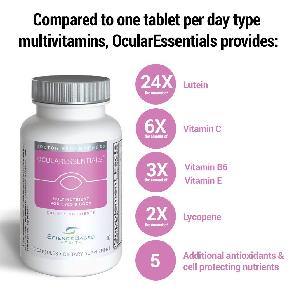 OcularEssentials ScienceBased Health bouteille de 60 capsules sur une table