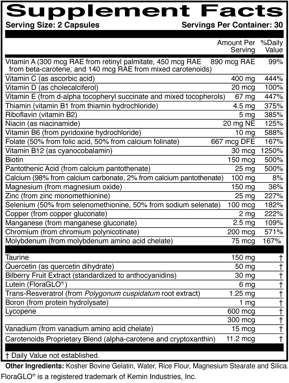OcularEssentials ScienceBased Health bouteille sur un fond naturel