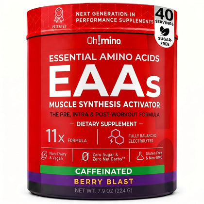 Oh!mino BCAA + EAA 290g vue avant avec étiquette baies
