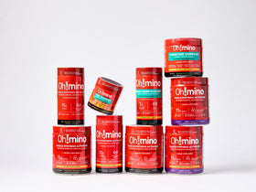 Oh!mino BCAA + EAA Powder 290g sur une table de cuisine