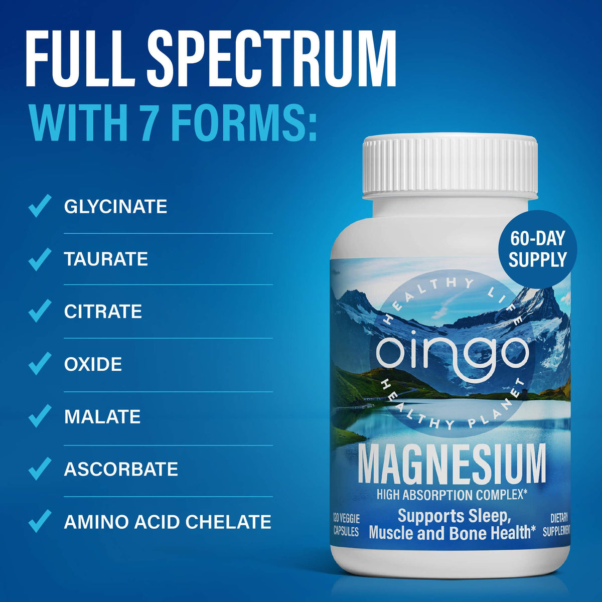 Oingo Complex de Magnésium 7 en 1 250 mg capsules végétales