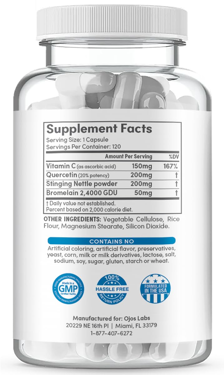 OjosLabs Advanced Histamine Defense 120 Capsules vue arrière