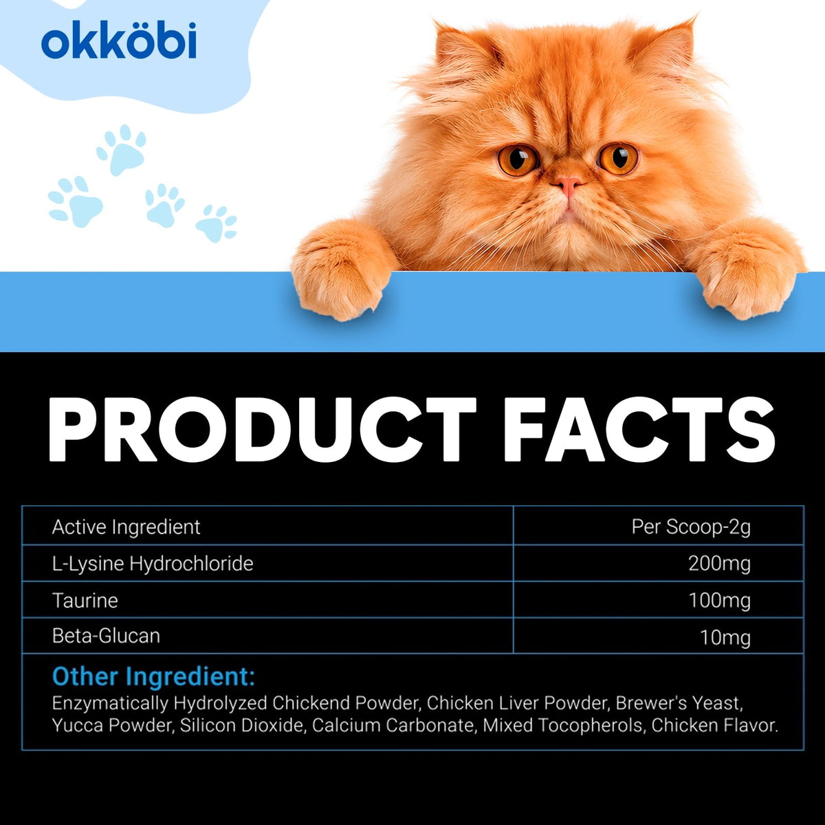 OKKÖBI L-Lysine en poudre 18g avec ingrédients
