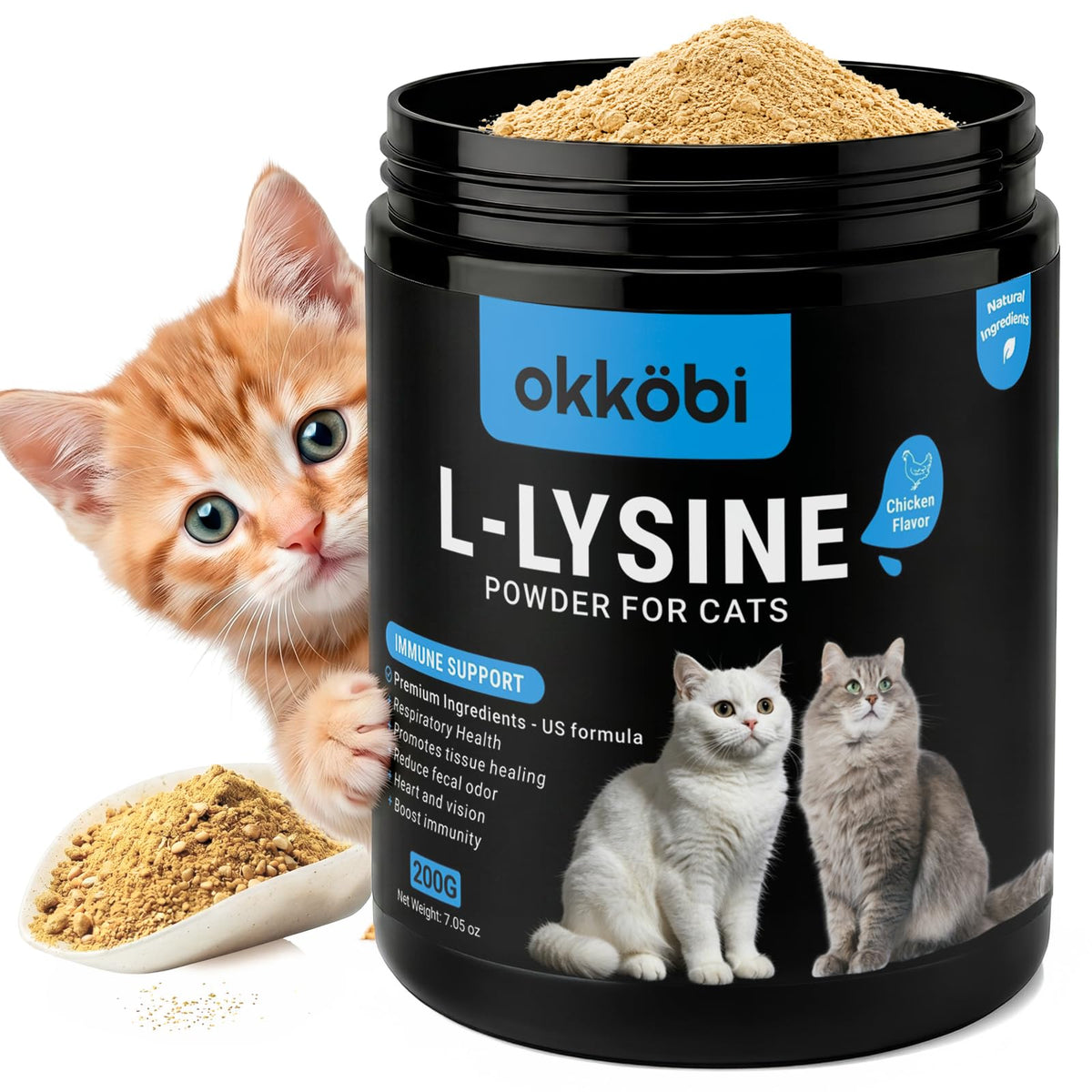 OKKÖBI L-Lysine en poudre 18g vue de face