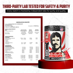 Old School Labs Vintage Build Poudre de Récupération 490g avec fruits frais en arrière-plan