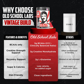 Old School Labs Vintage Build Poudre de Récupération 490g vue de côté