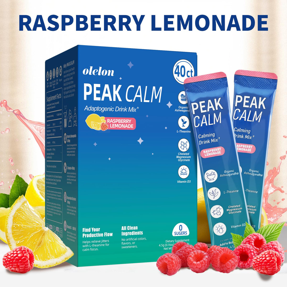 OLELON Poudre de Magnésium Calm sachets sur une table