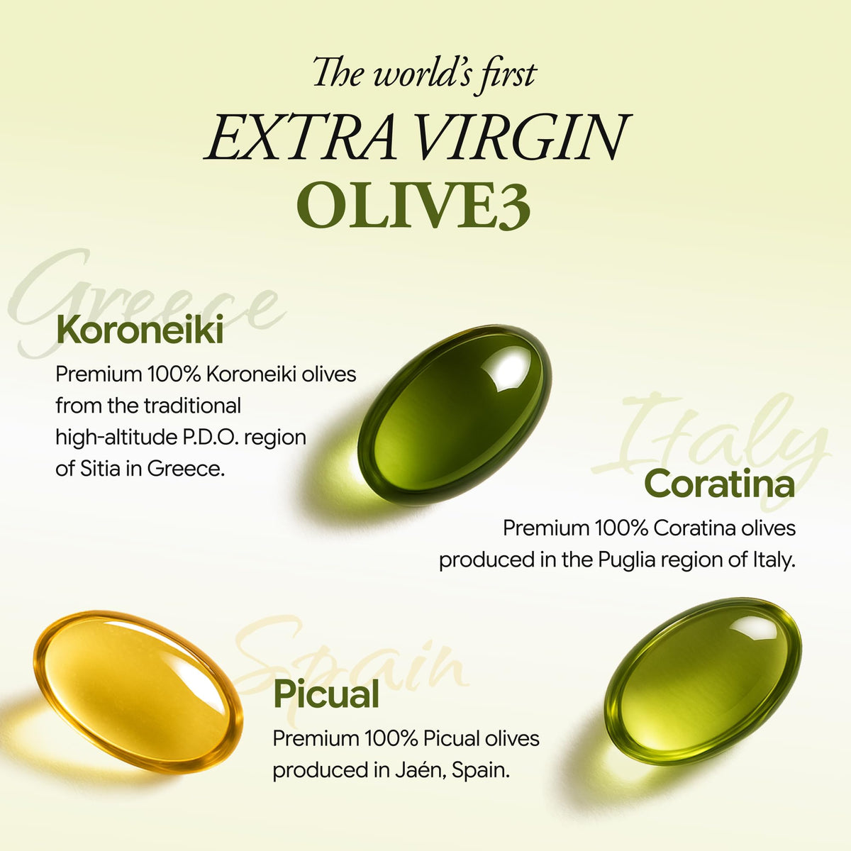 Ollocdam Capsules d'huile d'olive avec des olives Koroneiki