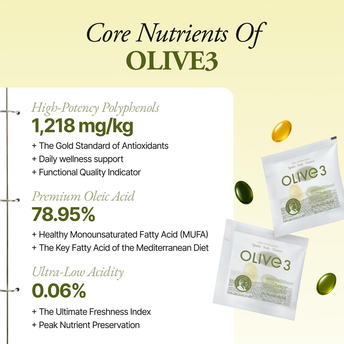 Ollocdam Capsules d'huile d'olive avec des olives Picual