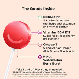 OLLy Focus Buddies L’OLLY Pops lollipop avec saveur pastèque et fraise