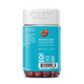 OLLY Goodbye Stress Gummies en main avec une ambiance détendue