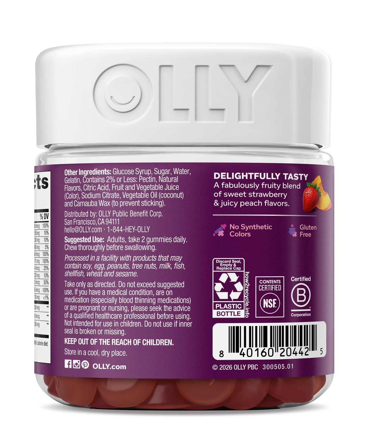 OLLY Gummies Femmes 40+ gummies au goût naturel