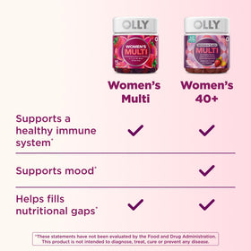 OLLY Gummies Femmes 40+ gummies sur une table