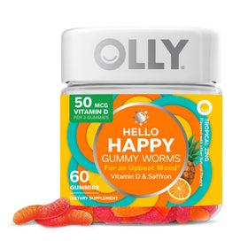 OLLY Hello Happy gummies vue de face avec emballage tropical