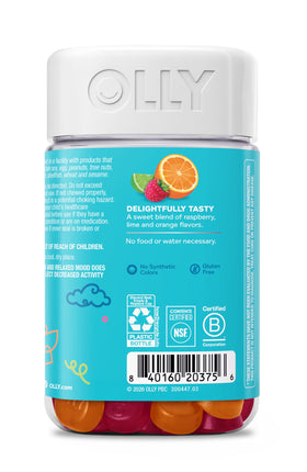OLLY Kids Chillax Gummies, arrière de la bouteille