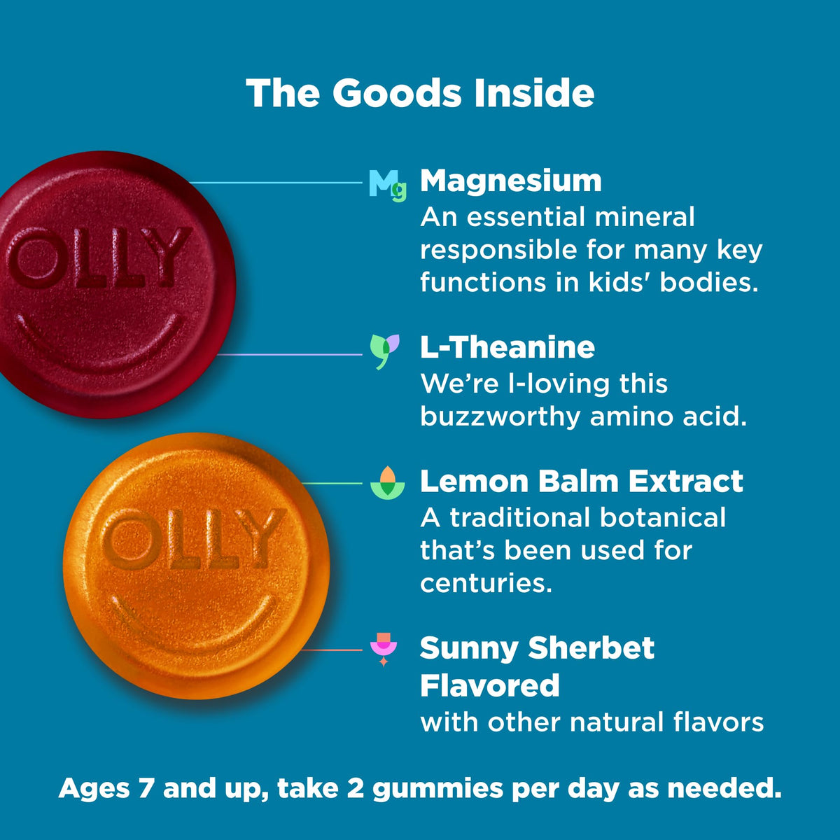 OLLY Kids Chillax Gummies, gommes au goût Sunny Sherbet