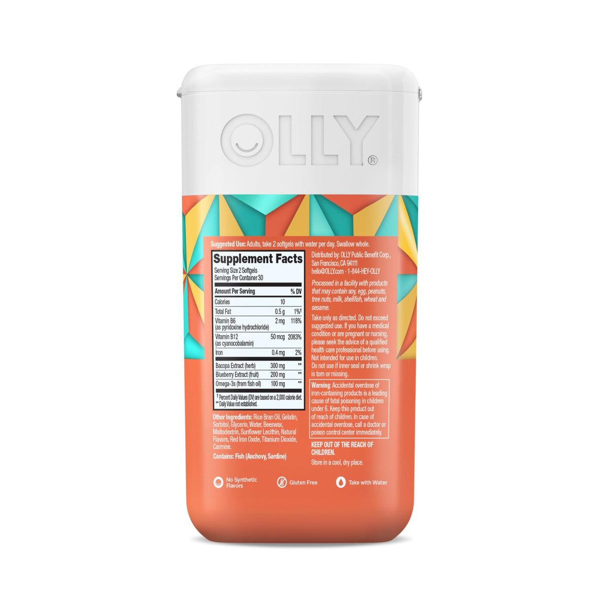OLLY Softgels Cérébral Ultra Fort, gélules dans un environnement quotidien