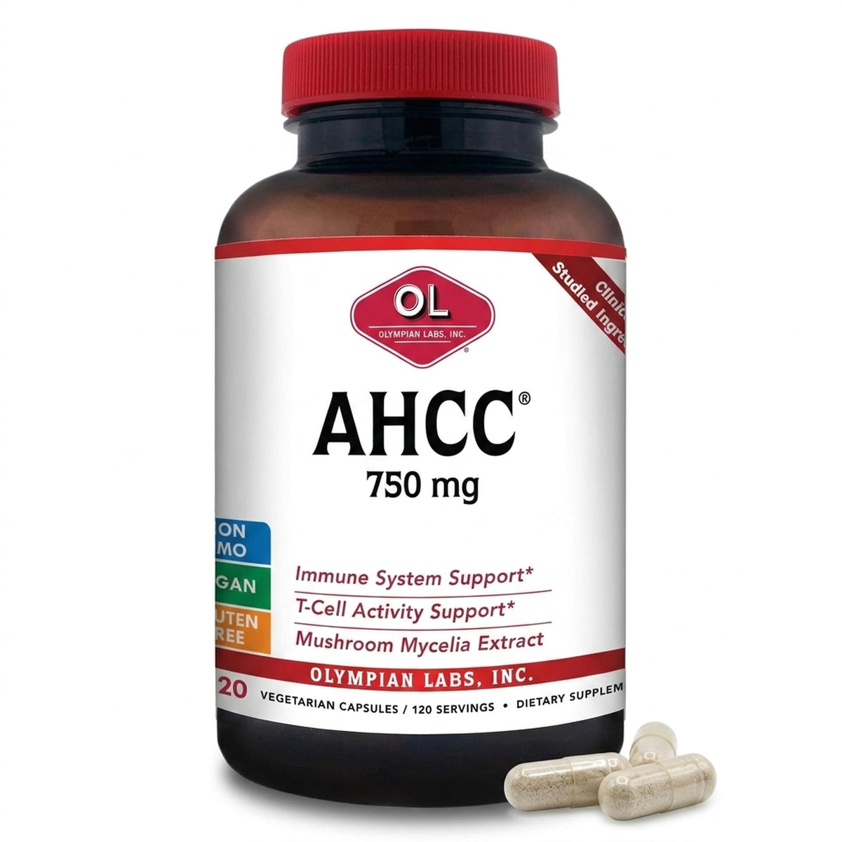 Olympian Labs AHCC 750mg 120 capsules vue avant