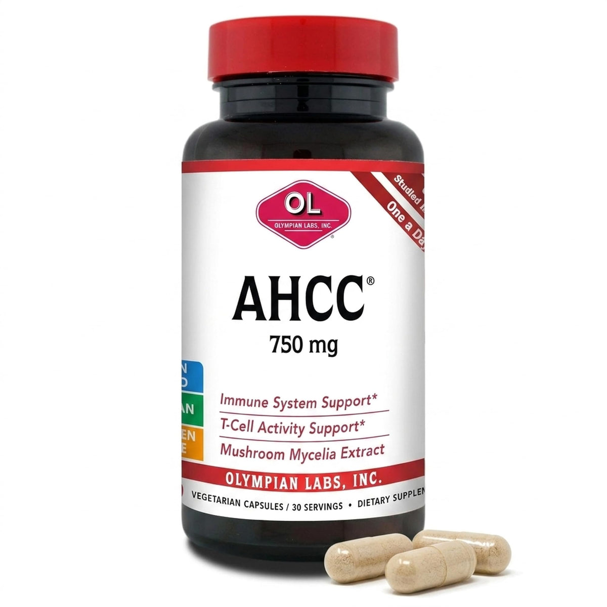 Olympian Labs AHCC 750mg 30 capsules vue de face