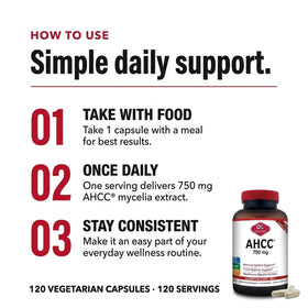 Olympian Labs AHCC 750mg capsules avec des champignons médicinaux