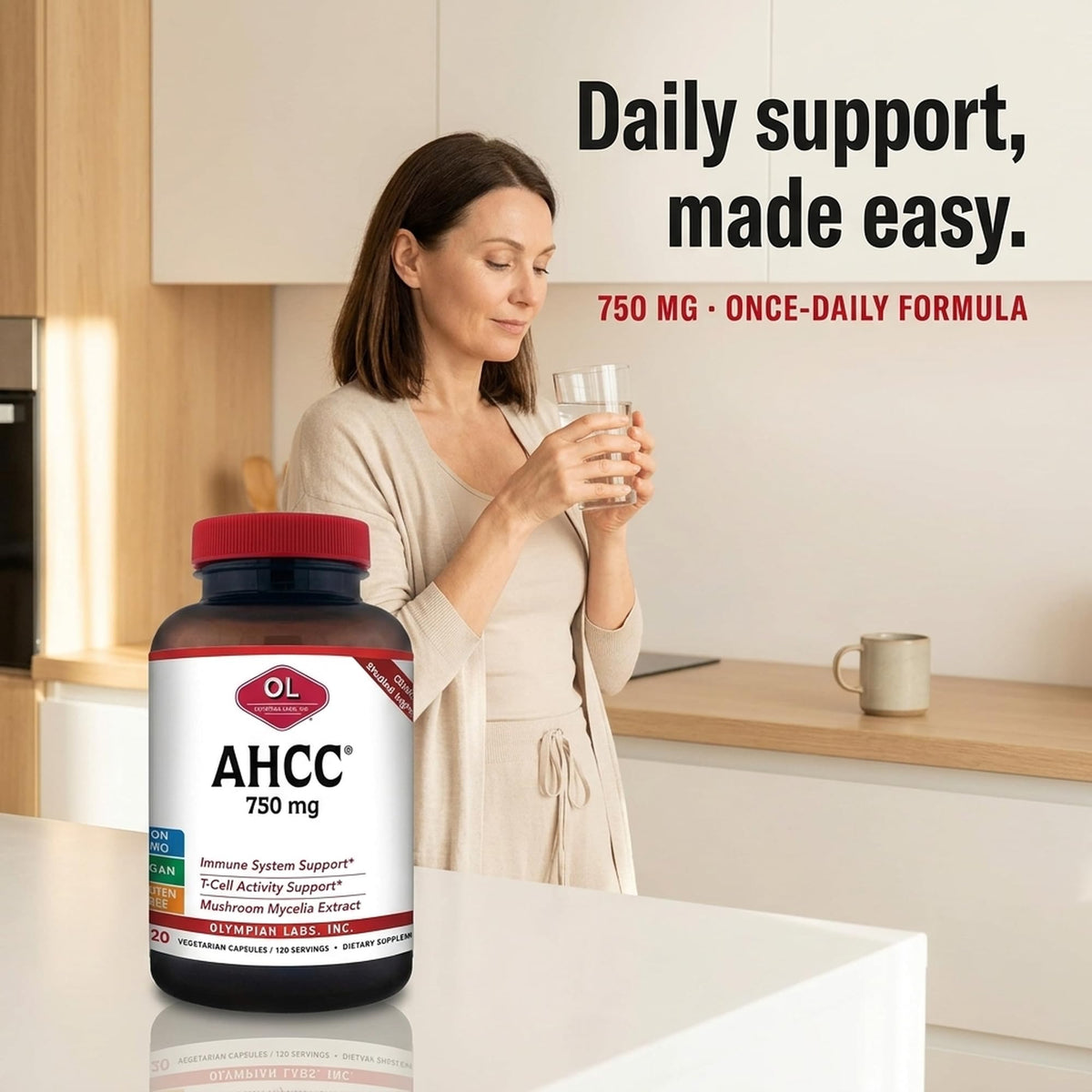 Olympian Labs AHCC 750mg étiquette du produit