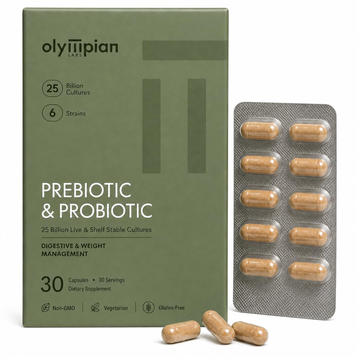 Olympian Labs Compléments Alimentaires Probiotiques 30 Capsules Végétales vue de face