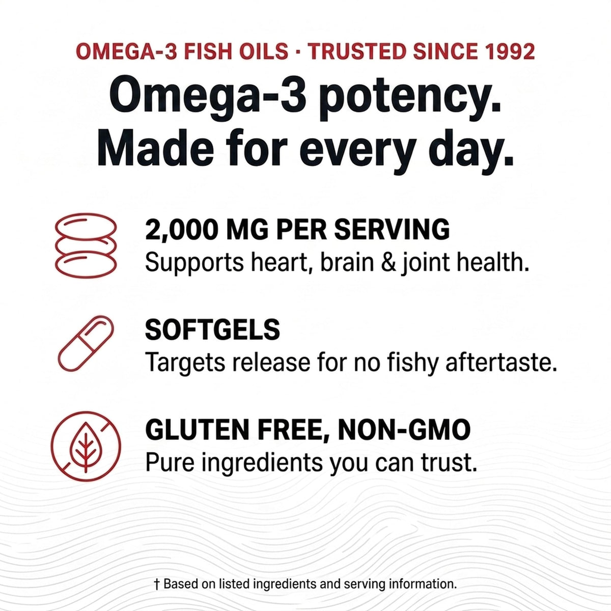 Olympian Labs Mega Omega-3 2000mg flacon sur une surface en bois