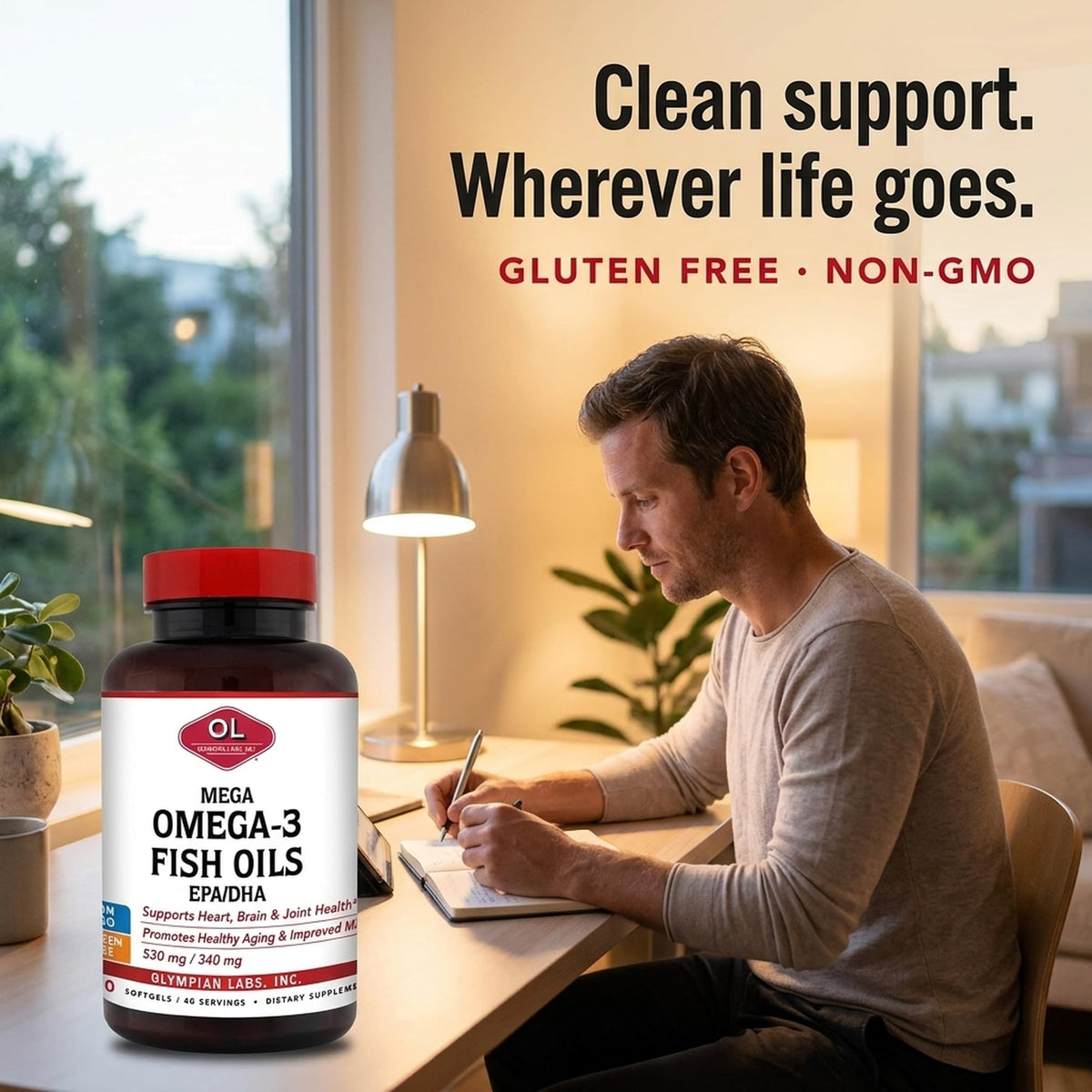 Olympian Labs Mega Omega-3 flacon arrière montrant la composition