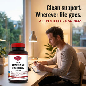 Olympian Labs Mega Omega-3 flacon arrière montrant la composition