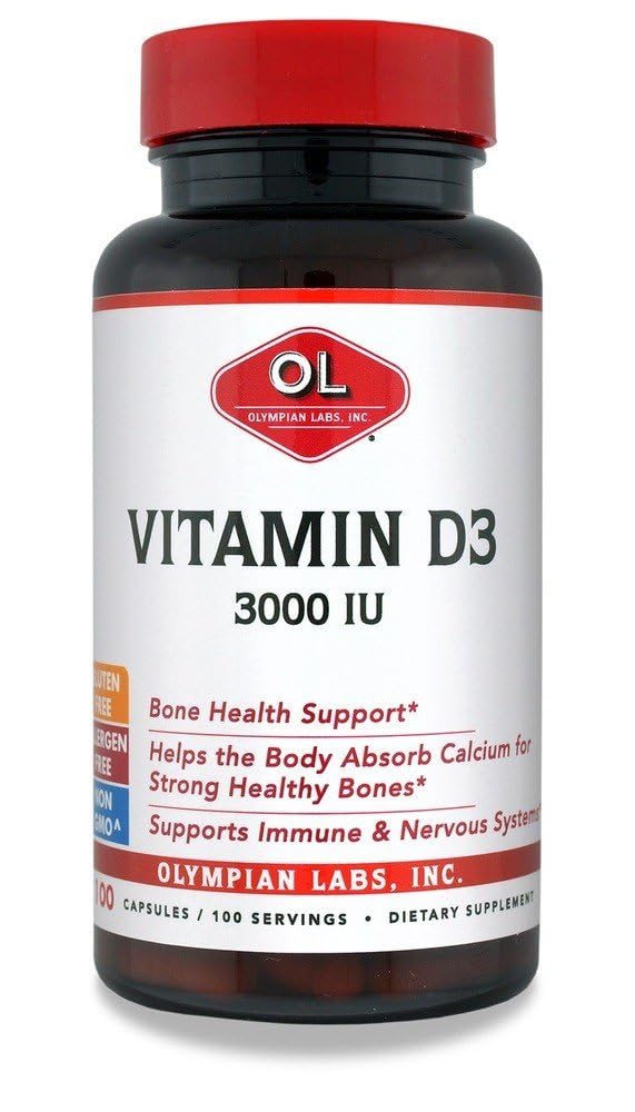 Olympian Labs Vitamine D3 3000 IU 100 capsules en boîte