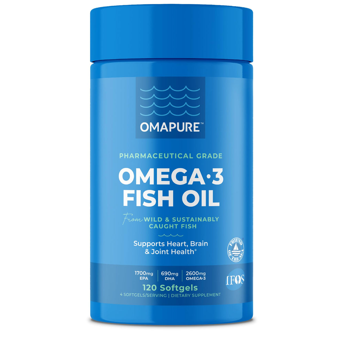OMAPURE Huile de Poisson Omega 3 bouteille vue de face