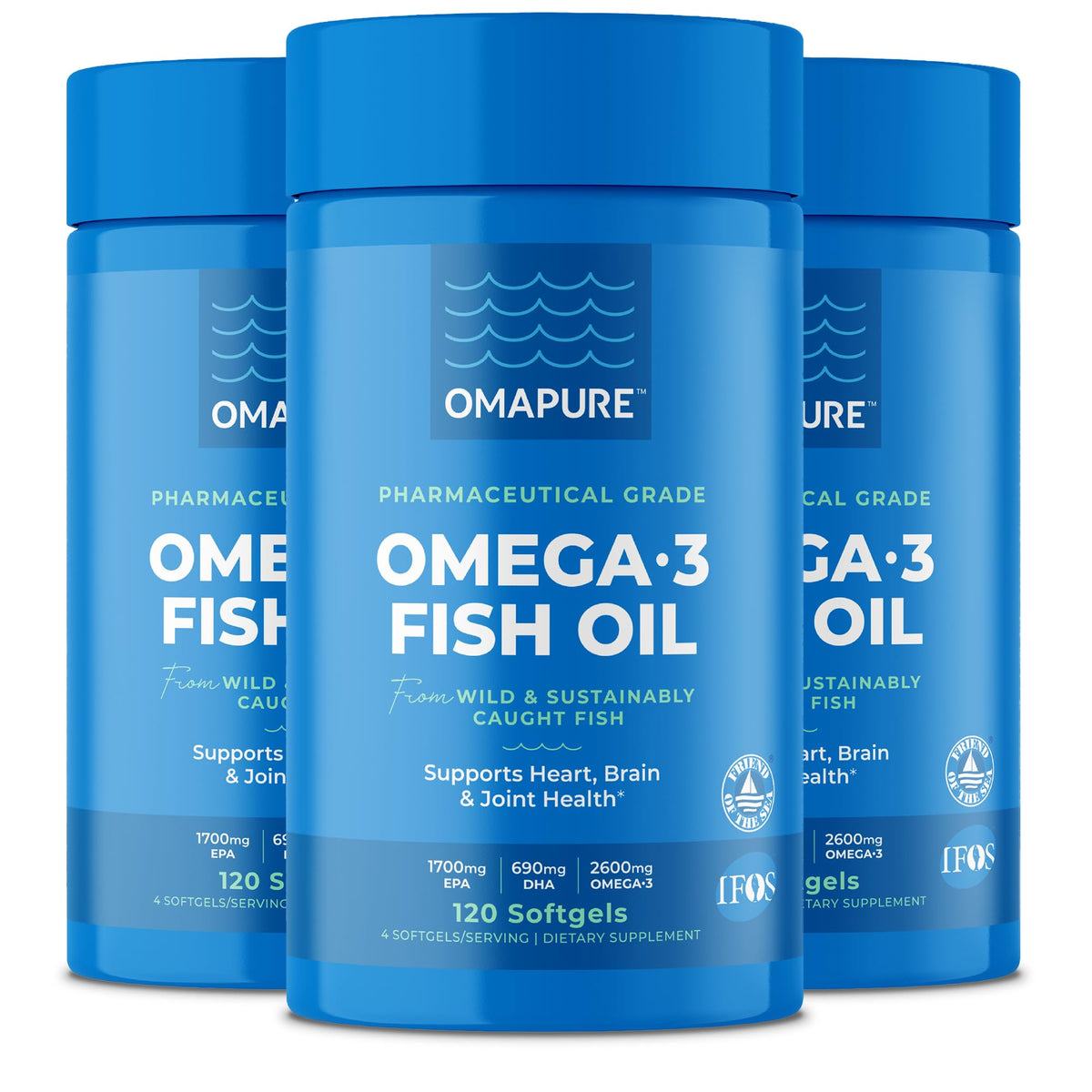 OMAPURE Huile de Poisson Omega 3 flacon avant vue
