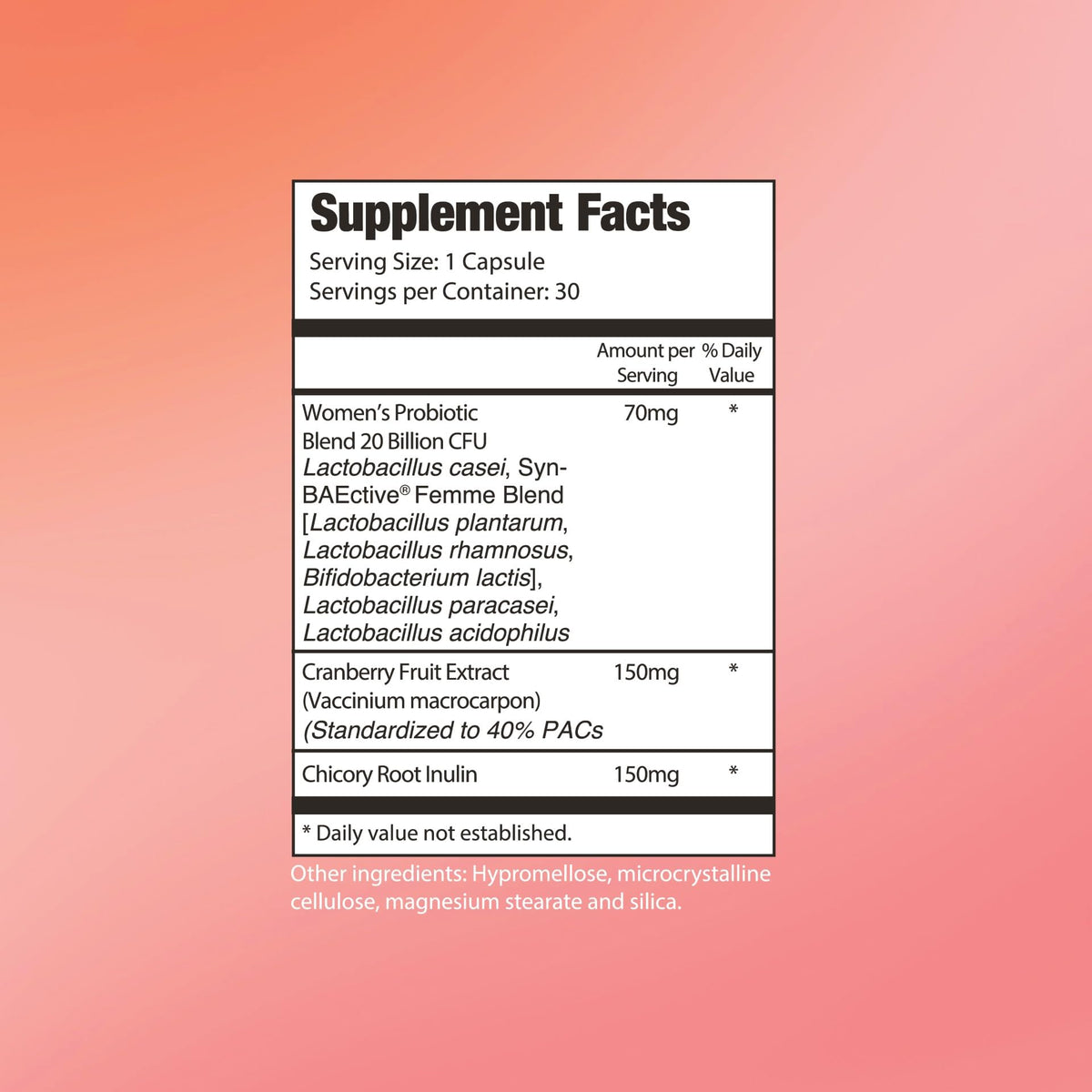 Omax3 Complément Alimentaire Probiotiques Femmes capsules avec racine de chicorée et cranberry