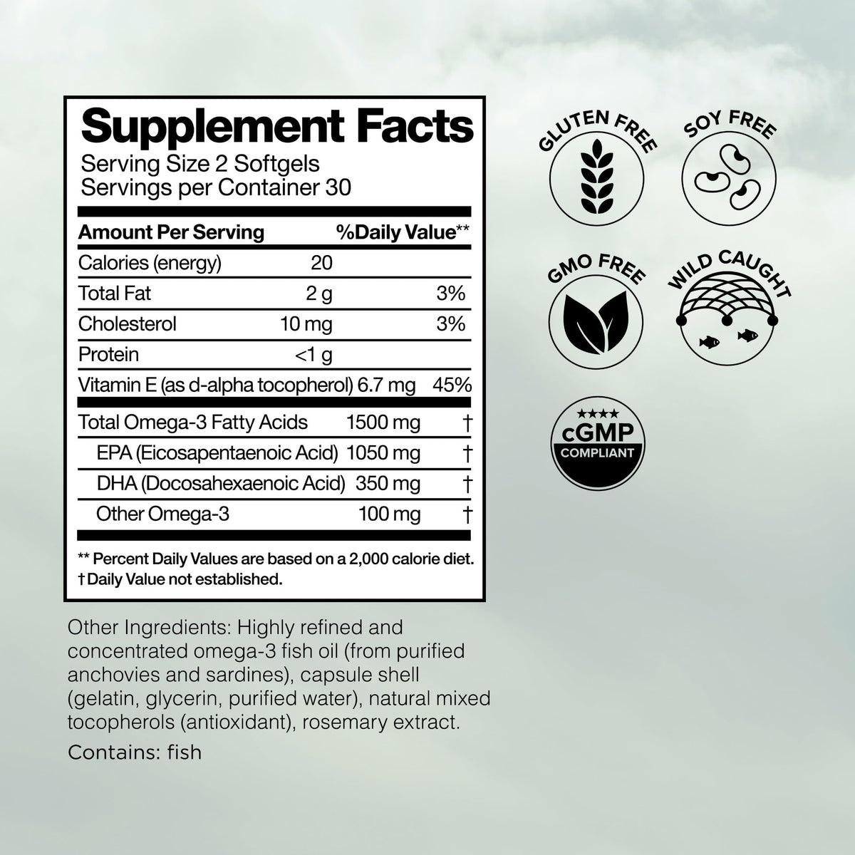 Omax3 Huile de Poisson Omega 3 gélules sur fond blanc