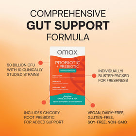 Omax3 Probiotique 50B CFU arrière du pack