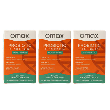Omax3 Probiotique & Prébiotique 50B CFU, paquet avant