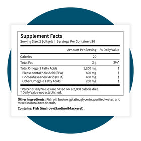 Omega 3 Pattern Wellness, ingrédients et information nutritionnelle