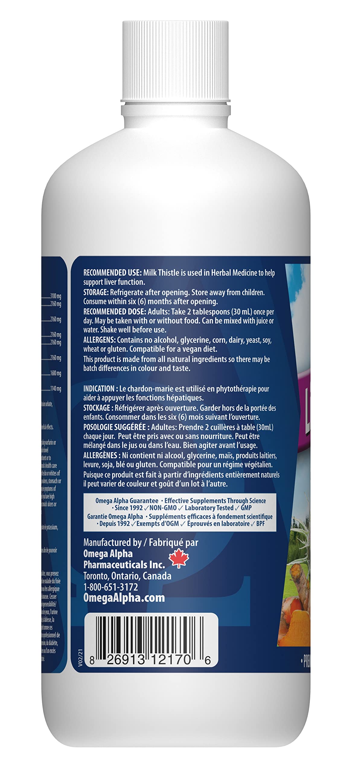 Omega Alpha Liver Flush 500ml étiquette détaillée