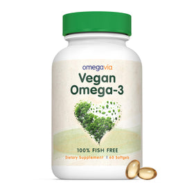 OmegaVia Complément Alimentaire Omega 3 Végétalien 300mg DHA, vue avant