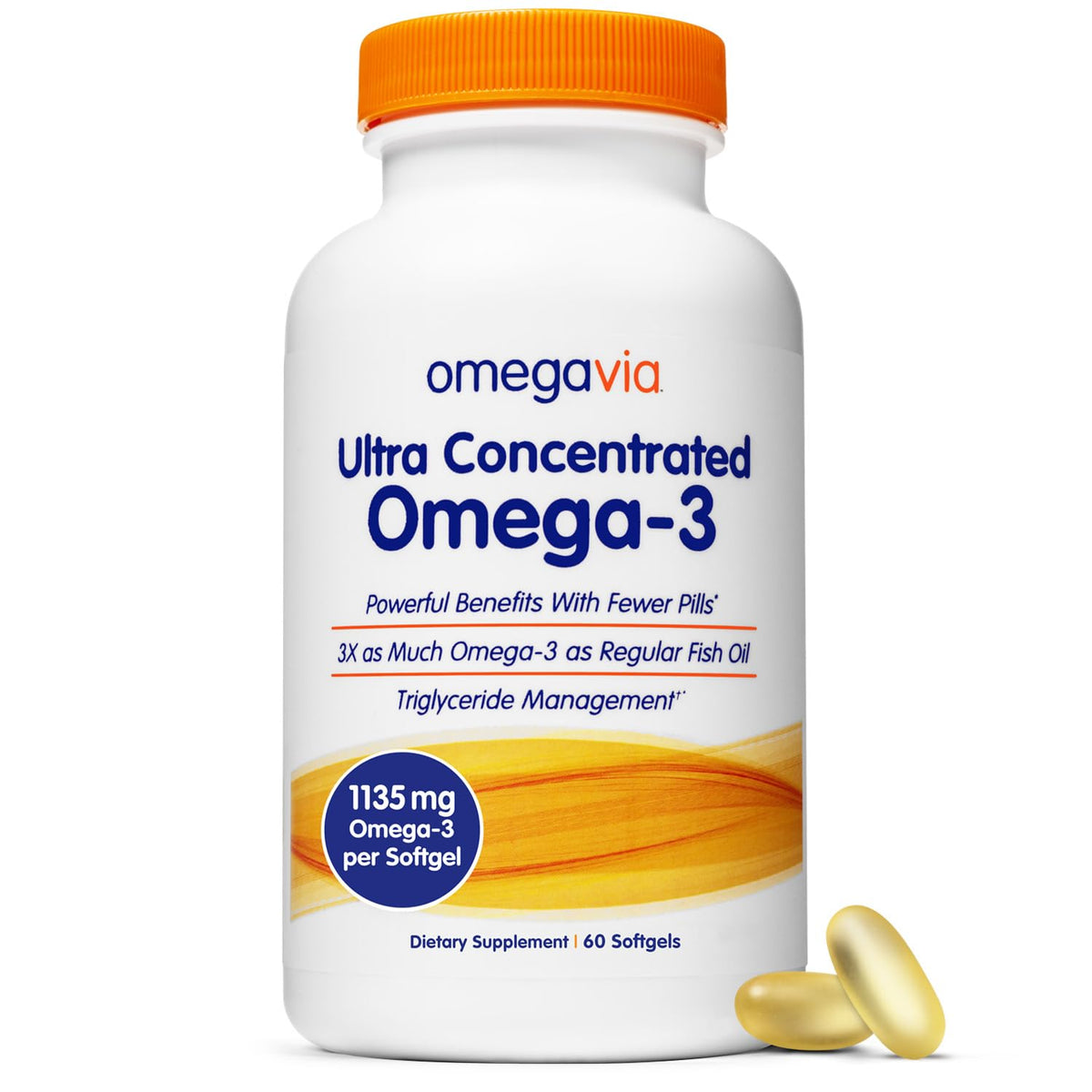 OmegaVia Huile de Poisson Omega 3 Ultra Concentrée 1135 mg boîte vue avant